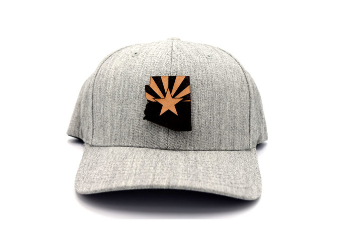 Arizona-Heather-Grey-Flexfit-State-Flag-Hat-Leather-Patch-Branded