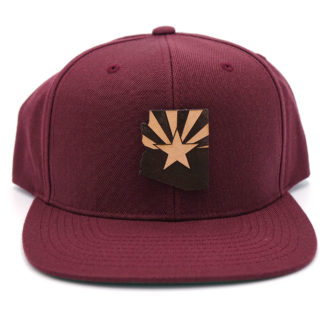 Arizona-Maroon-Flatbill-Snapback-Branded-Leather-Three-Thousand-Pennies-Hat