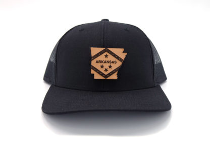 Arkansas-Black-Trucker-Leather-Patch-Hat