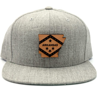 Arkansas-Heather-Grey-Flatbill-Snapback-Leather-Patch-State-Hat