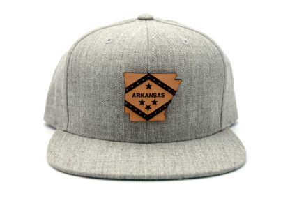 Arkansas-Heather-Grey-Flatbill-Snapback-Leather-Patch-State-Hat