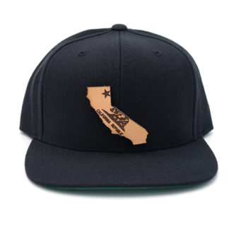 California-Black-Flatbill-Snapback-Leather-Patch-Hat-USA