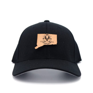 Connecticut-Black-Flexfit-Branded-Leather-Patch-Hat