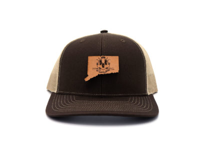 Connecticut-Brown-Khaki-Branded-Leather-Patch-Hat