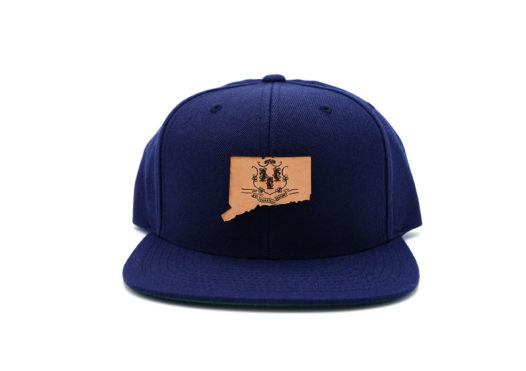 Connecticut-Navy-Flatbill-Snapback-Leather-Patch-Hat