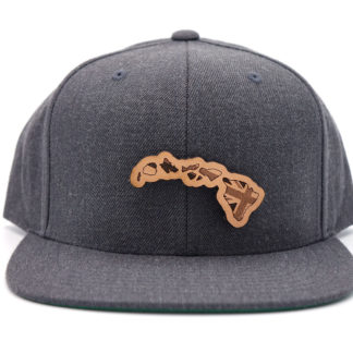 Hawaii-Dark-Heather-Flatbill-Snapback-Leather-Patch-Hat