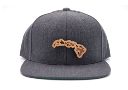 Hawaii-Dark-Heather-Flatbill-Snapback-Leather-Patch-Hat