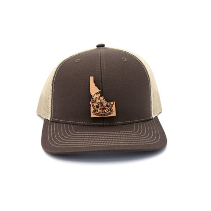 Idaho Brown Khaki Leather Patch Trucker Hat