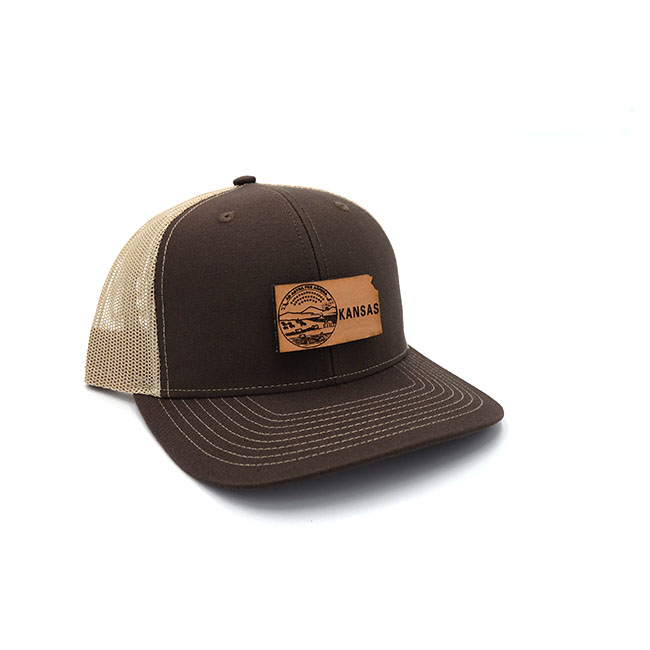 Kansas Trucker Branded Leather Patch Hat
