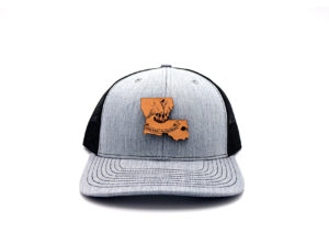 Louisiana-Heather-Black-Trucker-Leather-Patch-Hat