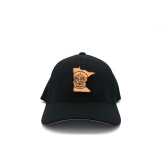 Minnesota Black Flexfit Branded Leather Patch Three Thousand Pennies Hat