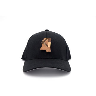 Mississippi Black Flexfit Leather Patch Hat