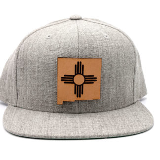 New-Mexico-Heather-Flatbill-Snapback-Custom-Leather-Patch-Hat