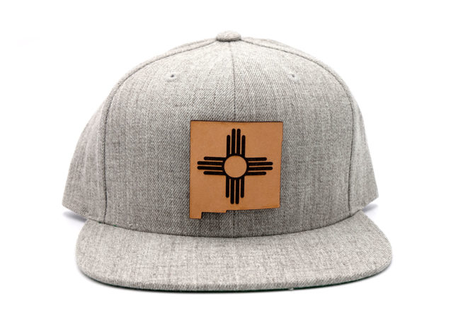 New-Mexico-Heather-Flatbill-Snapback-Custom-Leather-Patch-Hat