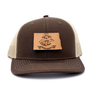 North-Dakota-Brown-Khaki-Trucker-Snapback-Leather-Patch-Hat