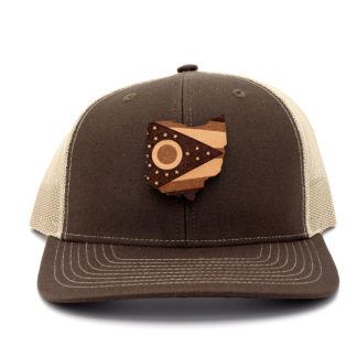 Ohio-Brown-Khaki-Trucker-Snapback-Branded-Leather-Hat