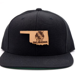 Oklahoma-Black-Flatbill-Snapback-Leather-Patch-Hat