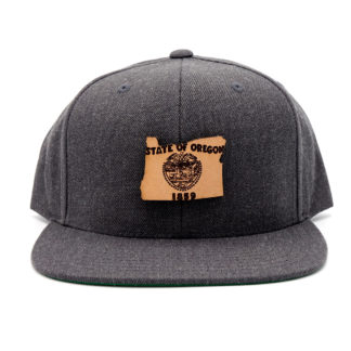 Oregon-Dark-Heather-Flatbill-Snapback-Leather-Patch-Hat