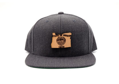 Oregon-Dark-Heather-Flatbill-Snapback-Leather-Patch-Hat