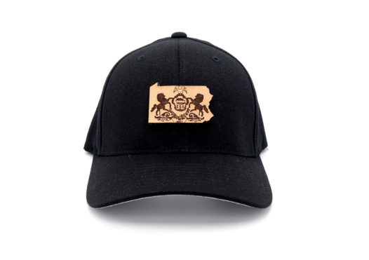Pennsylvania-Black-Flexfit-Branded-Leather-Patch-Hat