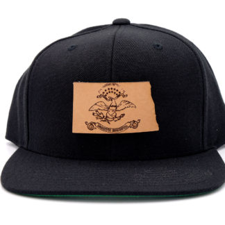 South-Dakota-Black-Flatbill-Snapback-Leather-Patch-Hat