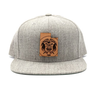 Utah-Heather-Grey-Flatbill-Snapback-Leather-Patch-Hat