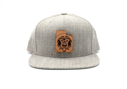 Utah-Heather-Grey-Flatbill-Snapback-Leather-Patch-Hat