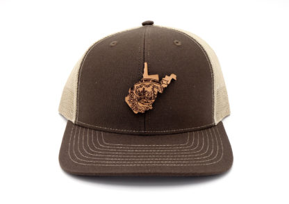 West-Virginia-Brown-Khaki-Trucker-Leather-Patch-Custom-Hat